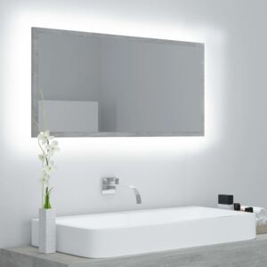 VidaXL LED Bathroom Mirror Concrete Grey 90x8.5x37 cm Chipboard