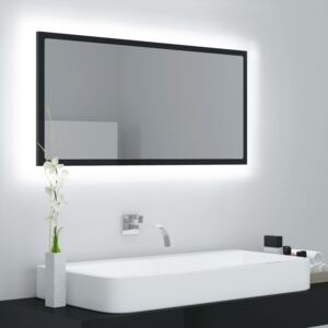 VidaXL LED Bathroom Mirror High Gloss Black 90x8.5x37 cm Chipboard