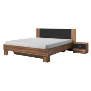FURNITOP Bed 160 with 2 bedside tables VERA VE51 red walnut / black