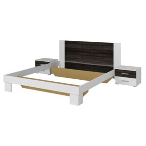 FURNITOP Bed 160 with 2 bedside tables VERA VE51 white / black walnut