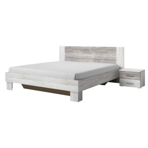 FURNITOP Bed 160 with 2 bedside tables VERA VE51 light canyon arctic pine / dark canyon arctic pine