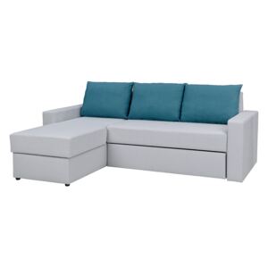 FURNITOP Corner Sofa DOMINO Grey / Turquoise