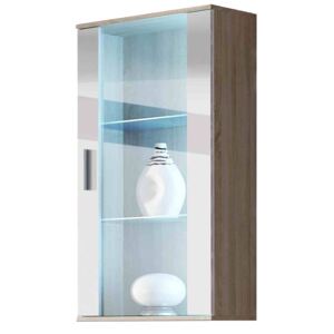 FURNITOP Wall mounted display cabinet SOHO SH2E oak sonoma / white gloss