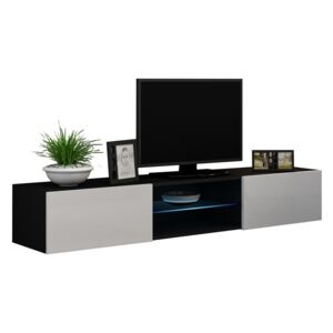 FURNITOP Floating TV Cabinet VIGO GLASS VG11C black / white gloss