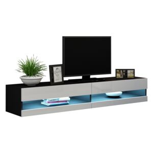 FURNITOP Floating TV Cabinet VIGO NEW VG9C black / white gloss