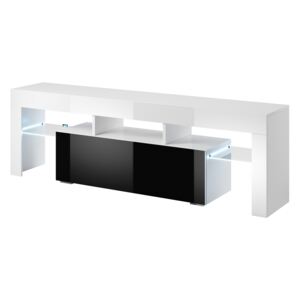 FURNITOP TV Stand TORO 138 white gloss / black gloss