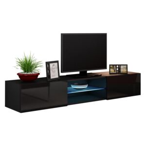 FURNITOP Floating TV Cabinet VIGO GLASS VG11D black gloss