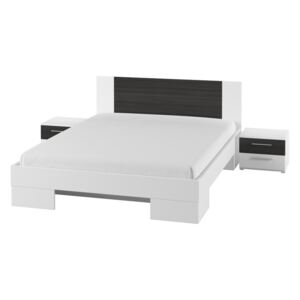 FURNITOP Bed 140 with 2 bedside tables VERA VE80 white / black walnut