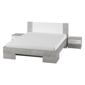 FURNITOP Bed 180 with 2 bedside tables VERA VE82 colorado concrete / white