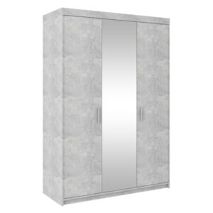 FURNITOP Wardrobe with mirror ELENA 3D bright concrete