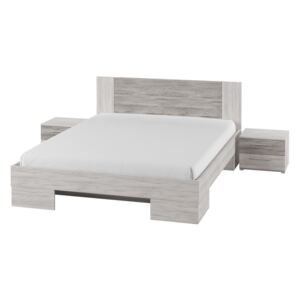 FURNITOP Bed 140 with 2 bedside tables VERA VE80 light canyon arctic pine / dark canyon arctic pine