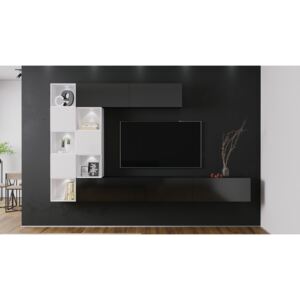 FURNITOP Living Room Furniture ONYX 3 black / white gloss
