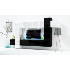 FURNITOP Wall Unit ONLY 5 white / black gloss
