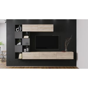 FURNITOP Living Room Furniture ONYX 3 sonoma oak / black gloss