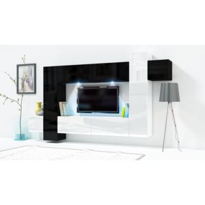 FURNITOP Wall Unit ONLY 5 black / white gloss