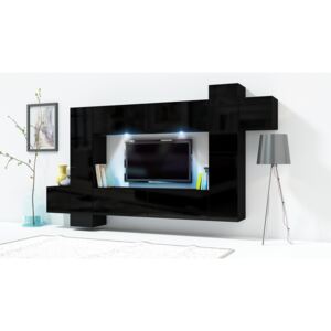 FURNITOP Wall Unit ONLY 5 black gloss