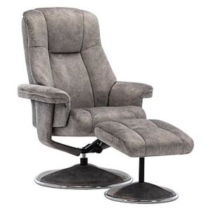 Troyes Fabric High-Back 360 Swivel Chair and Footstool - Grey