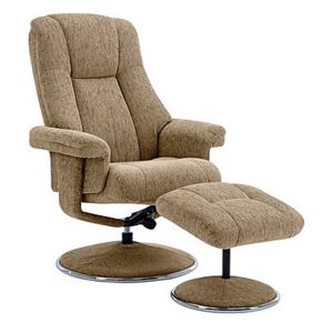 Troyes Fabric High-Back 360 Swivel Chair and Footstool - Brown
