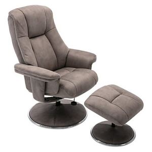 Troyes Fabric High-Back 360 Swivel Chair and Footstool