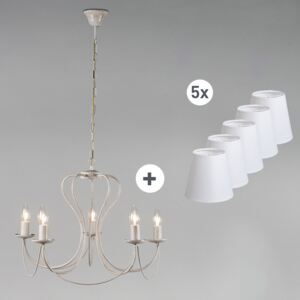 Classic chandelier taupe with white - Como 5
