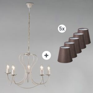 Classic chandelier taupe with shades of brown - Como 5