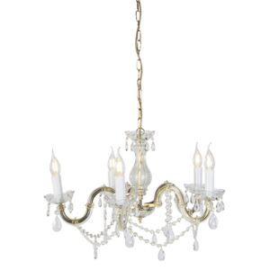 Chandelier transparent with gold 5 lights - Marie Theresa