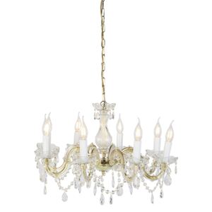 Chandelier gold with transparent 8-light - Marie Theresa