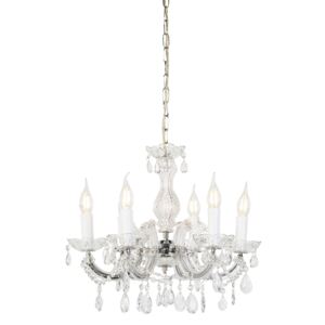 Chandelier transparent with chrome 6 lights - Marie Theresa