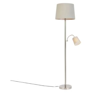 Classic Floor Lamp with Reading Arm Steel with Grey Shades - Retro