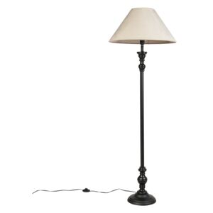 Floor Lamp Black with 55cm Velvet Taupe Shade - Classico