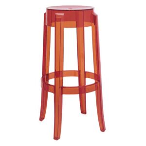 Charles Ghost Stackable bar stool - H 75 cm - Plastic by Kartell Orange