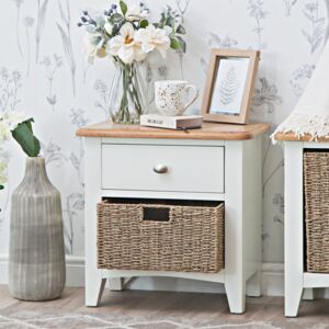 Gloucester White Painted 1 Drawer 1 Wicker Basket Cabinet