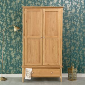 Bergen Oak Large 2 Door Wardrobe with Drawer