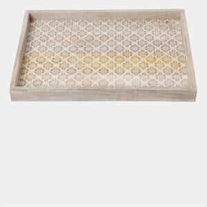 Large Dahlia Sun Wooden Tray - terracotta and white