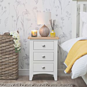 Gloucester White Painted Oak Large 3 Drawer Bedside Table