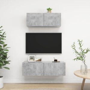 VidaXL 2 Piece TV Cabinet Set Concrete Grey Chipboard