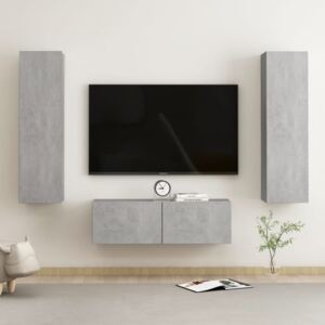 VidaXL 3 Piece TV Cabinet Set Concrete Grey Chipboard