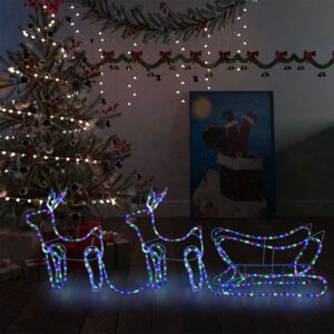 VidaXL Reindeer and Sleigh Christmas Decoration Outdoor 576 LEDs