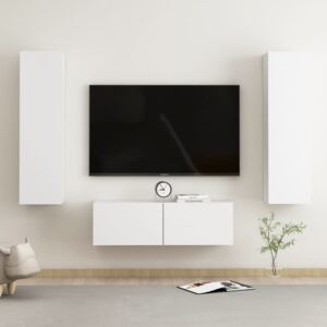 VidaXL 3 Piece TV Cabinet Set White Chipboard