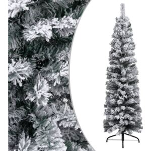 VidaXL Slim Artificial Christmas Tree with Flocked Snow Green 150 cm PVC