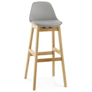 Oak Frame Contemporary Faux Leather Bar Stool