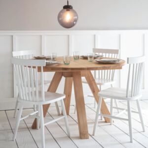 Round Raw Oak Dining Table Brown