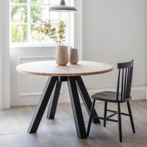 Round Raw Oak Dining Table Carbon