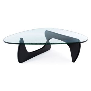Isamu Noguchi Style Modern Coffee Table with Glass Top Black