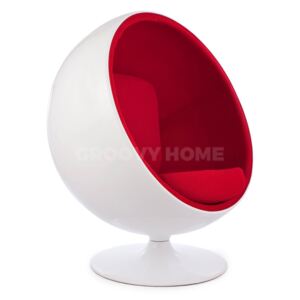Eero Aarnio Style Retro Ball Chair White Red