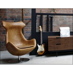 Real Leather Egg Style Chair Brown