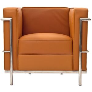 Le Corbusier inspired LC2 Petit Contemporary Leather Armchair Brown