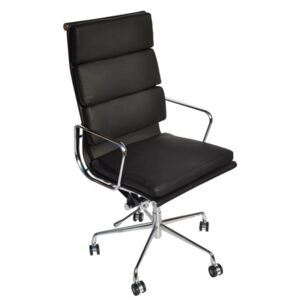 Retro Eames 219 Style Black Leather Office Chair Black