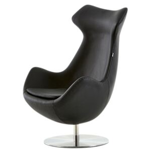 Real Leather Egg Style Chair Black
