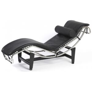 Corbusier Style Leather Modern LC4 Chaise Longue Black